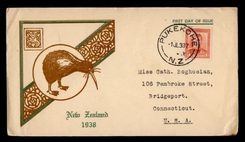 DR WHO 1937 NEW ZEALAND FDC KGVI CORONATION PUKEKOHE M76595