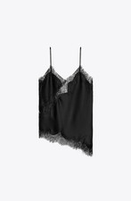 Zara ZW COLLECTION Satin Effect And Lace Asymmetric Camisole Black Small