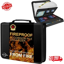 Accordion File Organizer-13 Pocket Fireproof Expanding Document Folder with Hand