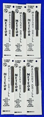 Lot of 6 Meteor Masonry Carbide Tipped Drill Bits 7/16 Tilden-Rocket Made in USA