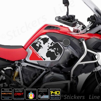 BMW R1200 1250 GS Adventure GLOBO Black Tank Side Stickers - Red