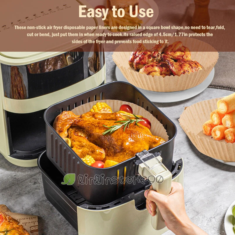 Air Fryer Liners, 100 PCS Disposable Paper Liners, Non-Stick Silicone Oil-proof
