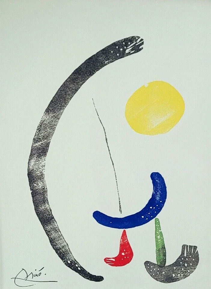 JOAN MIRO + 1971 BEAUTIFUL SIGNED PRINT MOUNTED AND FRAMED 11x14in + BUY NOW!! - image 2 of 4