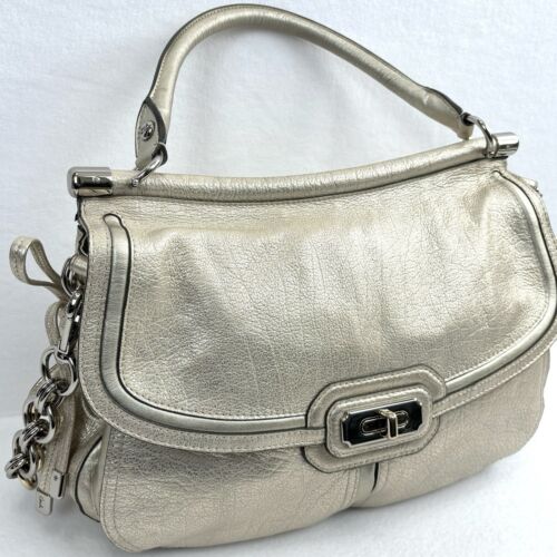 COACH Chelsea Flagship Leather Flap Satchel Shoulder Bag 17782 SV/Gold - Picture 2 of 24