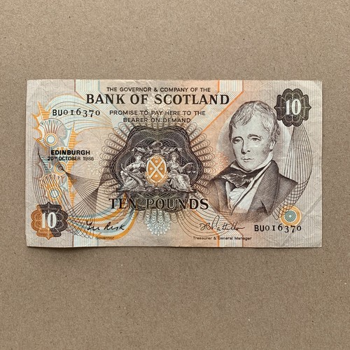 Scotland 10 Pounds 1986 Banknote Scottish Currency Paper Money Edinburg Note