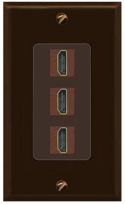 RiteAV 3 Port HD 2.0 Decorative Wall Plate 1 Gang [Brown/Brown]
