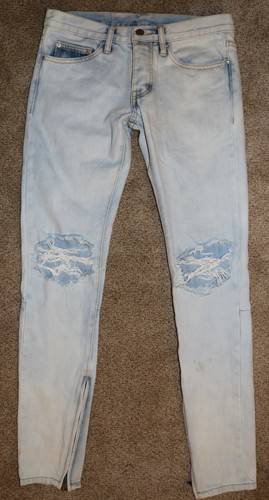 MNML jeans uomo effetto invecchiato/distrutto Taglia 28 Bottone Caviglia  Cerniera streetwear | eBay