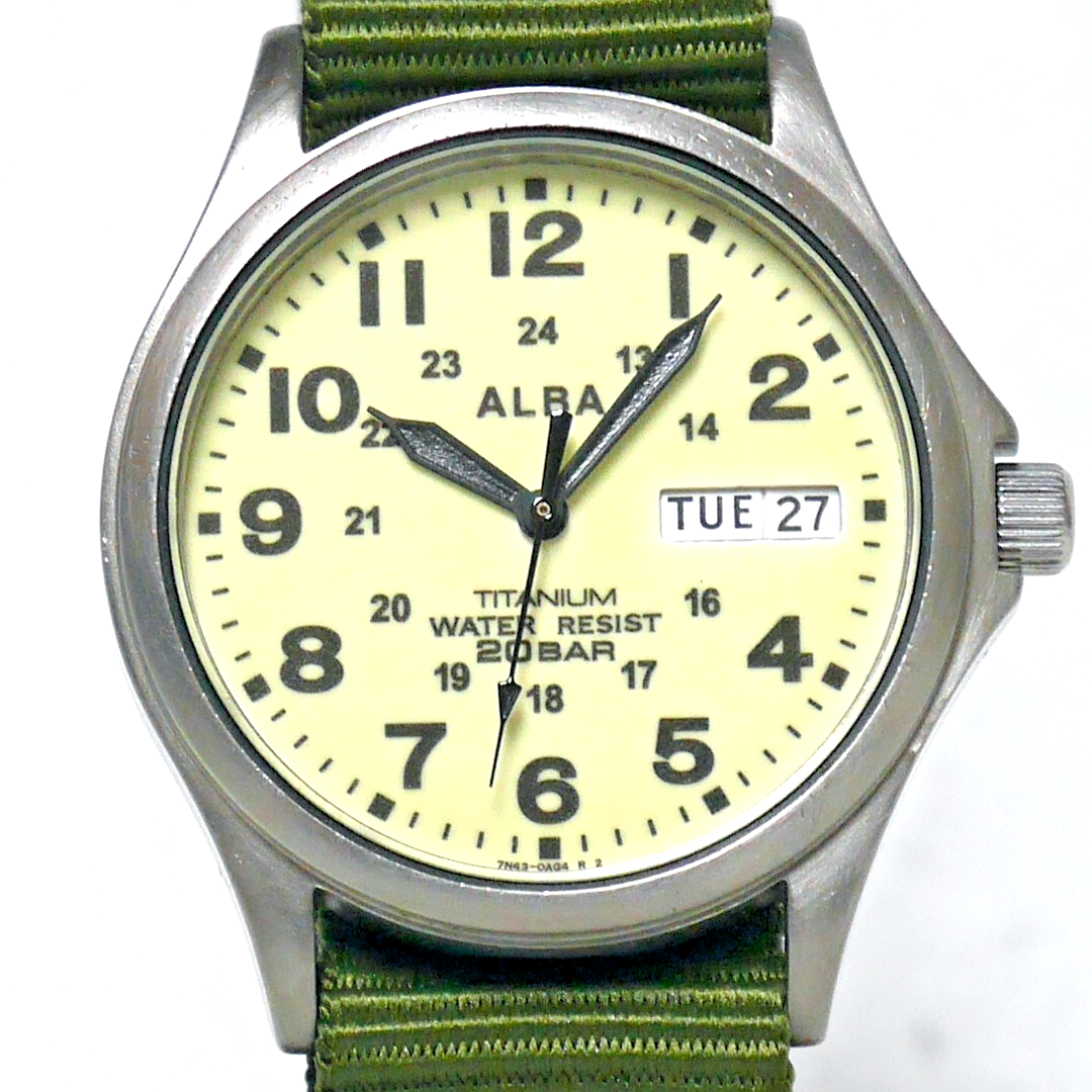 SEIKO ALBA Military Field Watch 7N43-0AE0 2005 Titanium Full