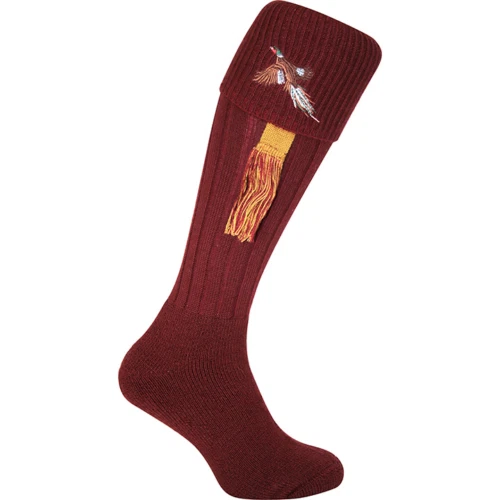 JACK PYKE PHEASANT WOOL BOOT SOCKS BURGUNDY SHOOTING FISHING SIZE 8-11 WALKING
