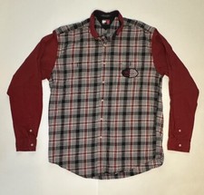 Tommy Hilfiger Shirt Men  s Motorcycle Plaid Red Button Down Vtg. L - XL READ