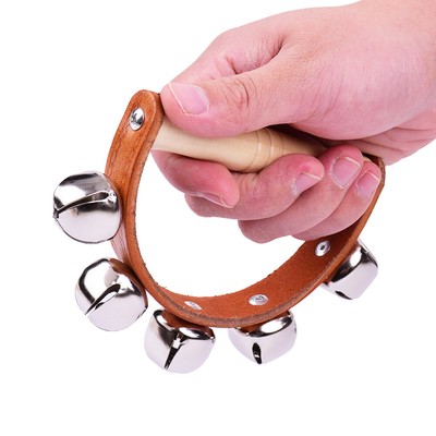 Handbell Handglocken mit 5 Stück Jingle Bells Holzgriff Musikinstrument D8Q7