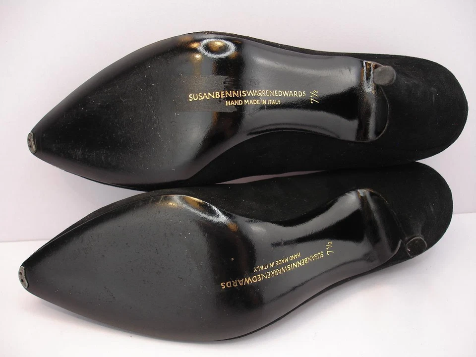 Zapatos para mujer 7,5 M Susan Bennis Warren Edwards tacón alto negro gamuza Italia Foto 4 de 4