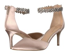 Jewel Badgley Mischka Z5219 Champagne Raleigh Ankle Strap Pump Size 9.5M