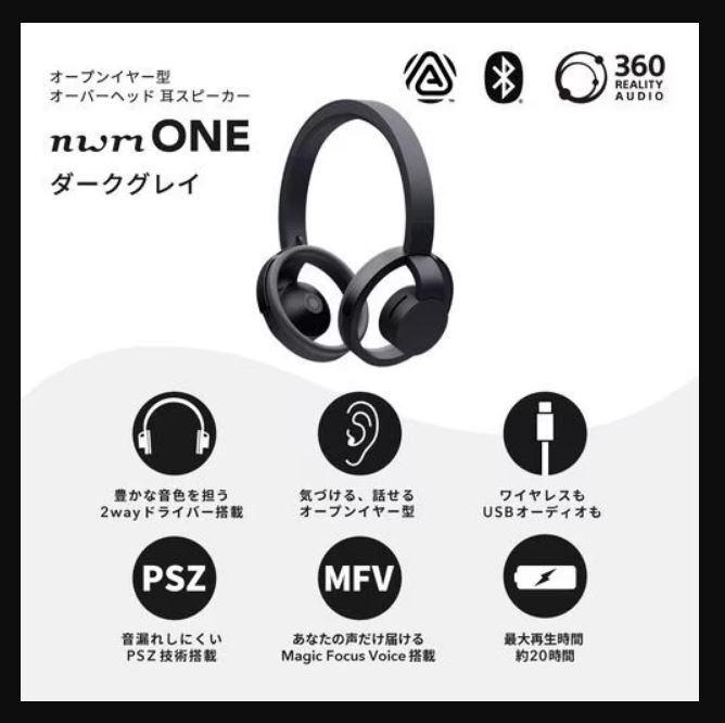 nwm ONE Open-Ear Over-the-Head Ear Speaker Dark Gray MBH001 nwm ONE Open-Ear Over-the-Head Ear Speaker Dark Gray MBH001
