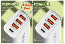 2-Pack 1-Pack Travel Adapter U.S Only Plug 4 Ports Fast Quick Charge QC 3.0 USB
