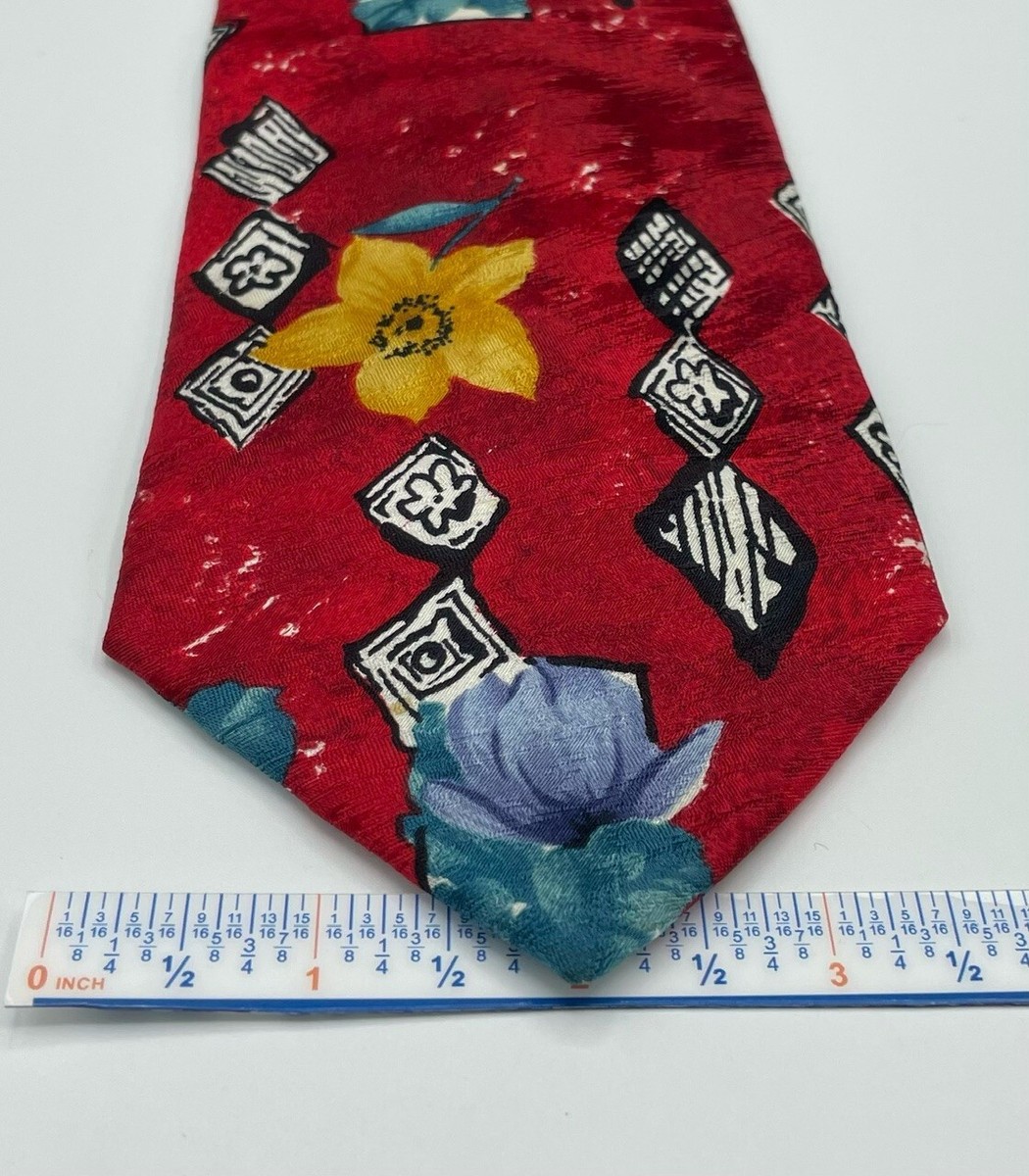 BOLGHERI Men's 100% Silk Tie ~ Multicolor ~ Floral Print ~ Made in