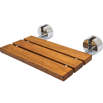 20'' Teak Wood Folding Wall Mounted Shower Seat Bench Modern Clear Coated Medical