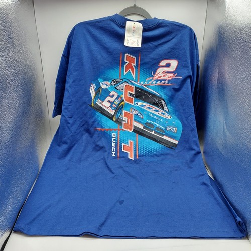 Kurt Busch #2 Racing Miller Lite Blue Men's Shirt 2XL Chase Authentics - Picture 6 of 9