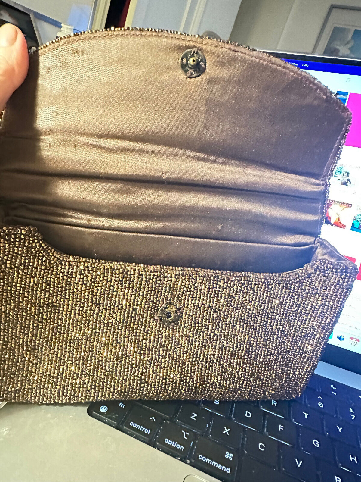 Vintage 1950’s French Brown Evening Bag  BEADED - image 2