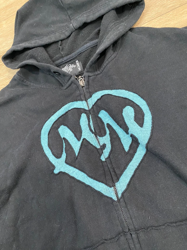 Sudadera con Capucha Metal Mulisha Mujer Mediana Negra Corazón Cremallera Completa Gráfica y2k Foto 2 de 4