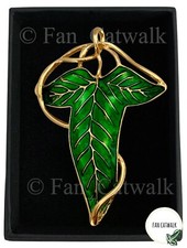 Image of Gold Veins Elven Leaf Brooch Pin Badge LOTR Lord of the Rings Hobbit + GIFT BOX