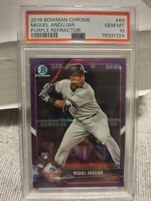 2018 bowman chrome miguel andujar Rookie Purple Refractor 195/250  PSA 10