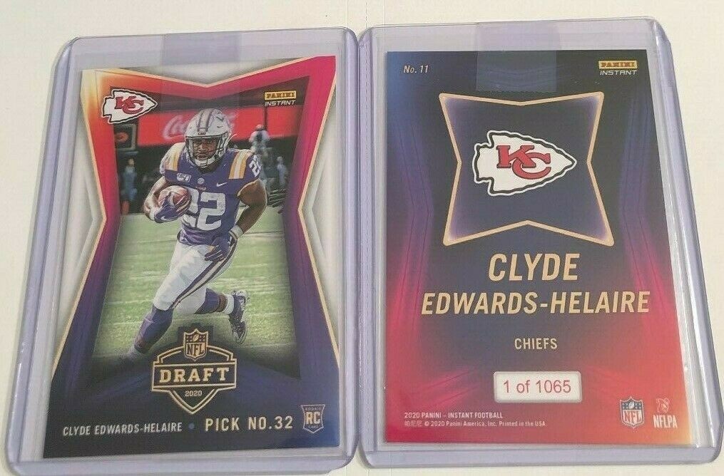2020 Panini Instant NFL Draft Night RC CLYDE EDWARDS-HELAIRE CHIEFS 1/1065 MADE!