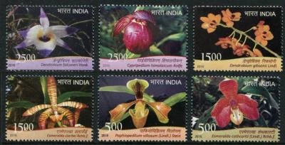 India 2016 Orchids Stamp Set Flora 6v MNH - Imagen 1 de 2