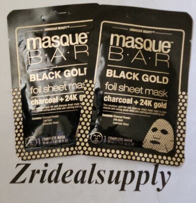 Masque Bar Black Gold Foil Peel Off Sheet Mask Charcoal 24k Gold PACK OF 2