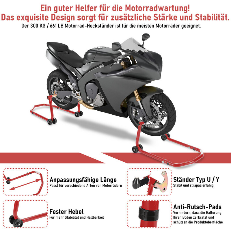 MABU-Kontor Motorradschiene Mit Wippe - 2m Standschiene Aus Verzinktem Stahl