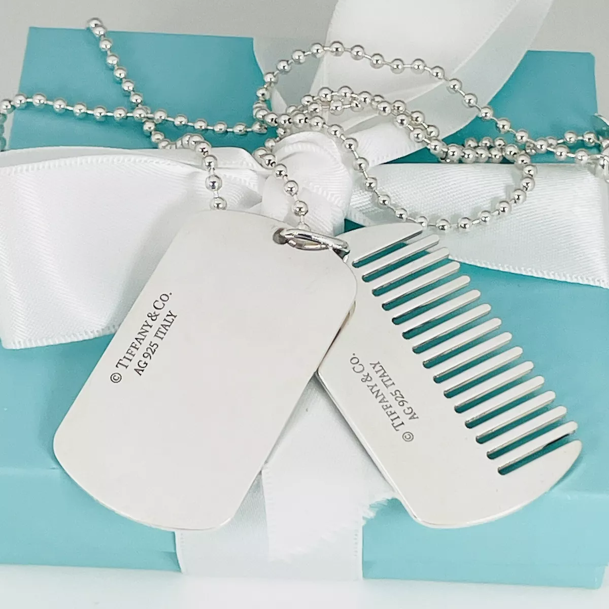 Tiffany Co New Yorkie Collection Dog Comb Tag Mens Unisex New
