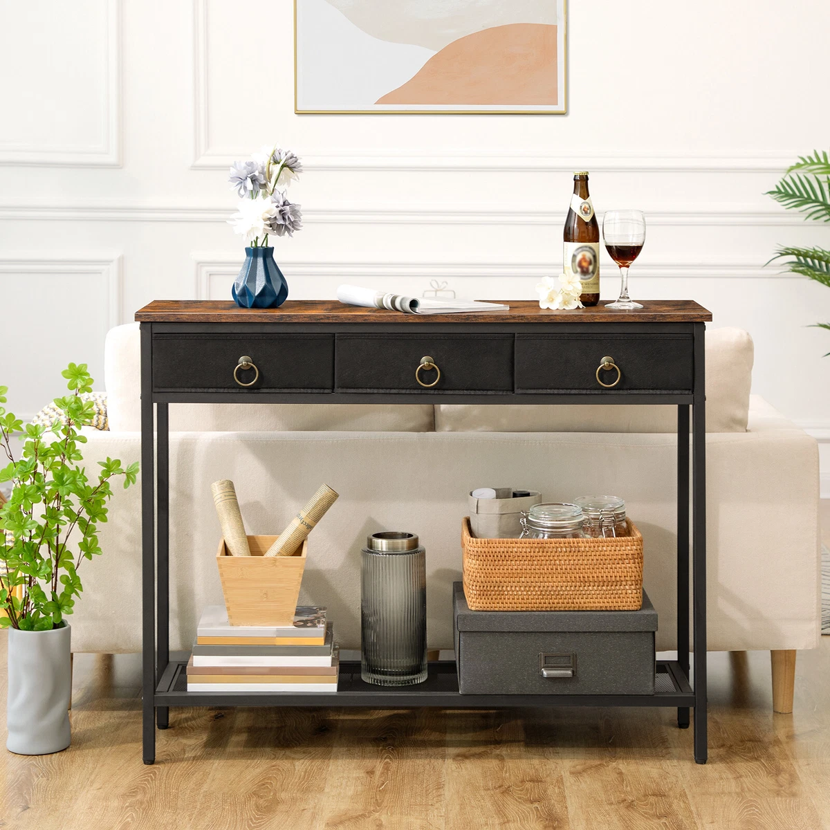 HOOBRO Console Table Hallway Table Sofa Table w 3 Non woven