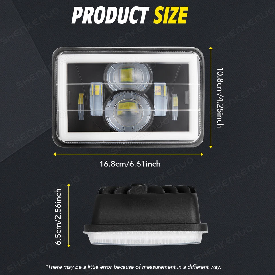 4x Faros LED de haz alto/bajo de 4x6" pulgadas más nuevos para Ford Mustang 79-86 Thunderbird Foto 2 de 4