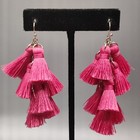 Long Gold Tone Pink Multi Cluster Chain Link Dangle Drop Earrings Jewelry  — photo 1