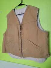 Vintage Carhartt Vest Men's Size 2XL Sherpa Lined Duck Distressed USA Made Tan