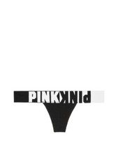 Victoria's Secret PINK Seamless Thong Panty Black Logo