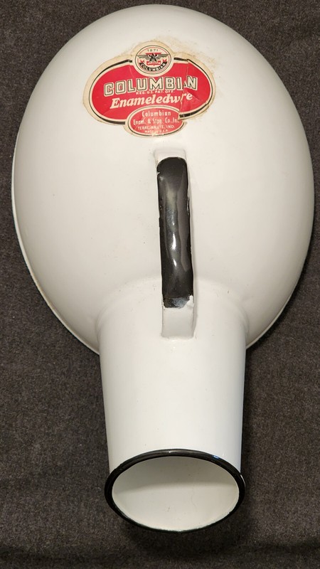Vintage Columbian Enamelware Male Hospital Urinal with Label