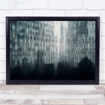 Meine Stadt Bokeh Häuser Gebäude Silhouette Computer Wandkunstdruck