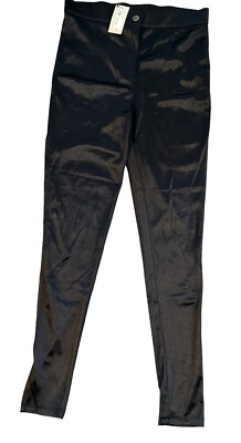 Black Leggings River Island Wet look Super Soft With Pockets RRP