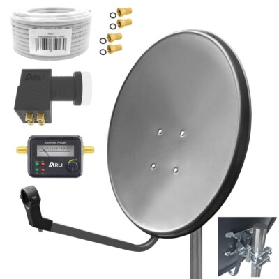 60cm Sat Anlage HD Digital Quad LNB Satfinder 15m Kabel 4 Teilnehmer UHD 4K Set