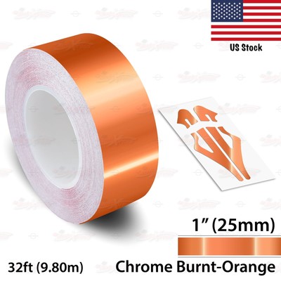 1'' Roll Vinyl Pinstriping Pin Stripe Line Tape Sticker 25mm CHROME BURNT-ORANGE