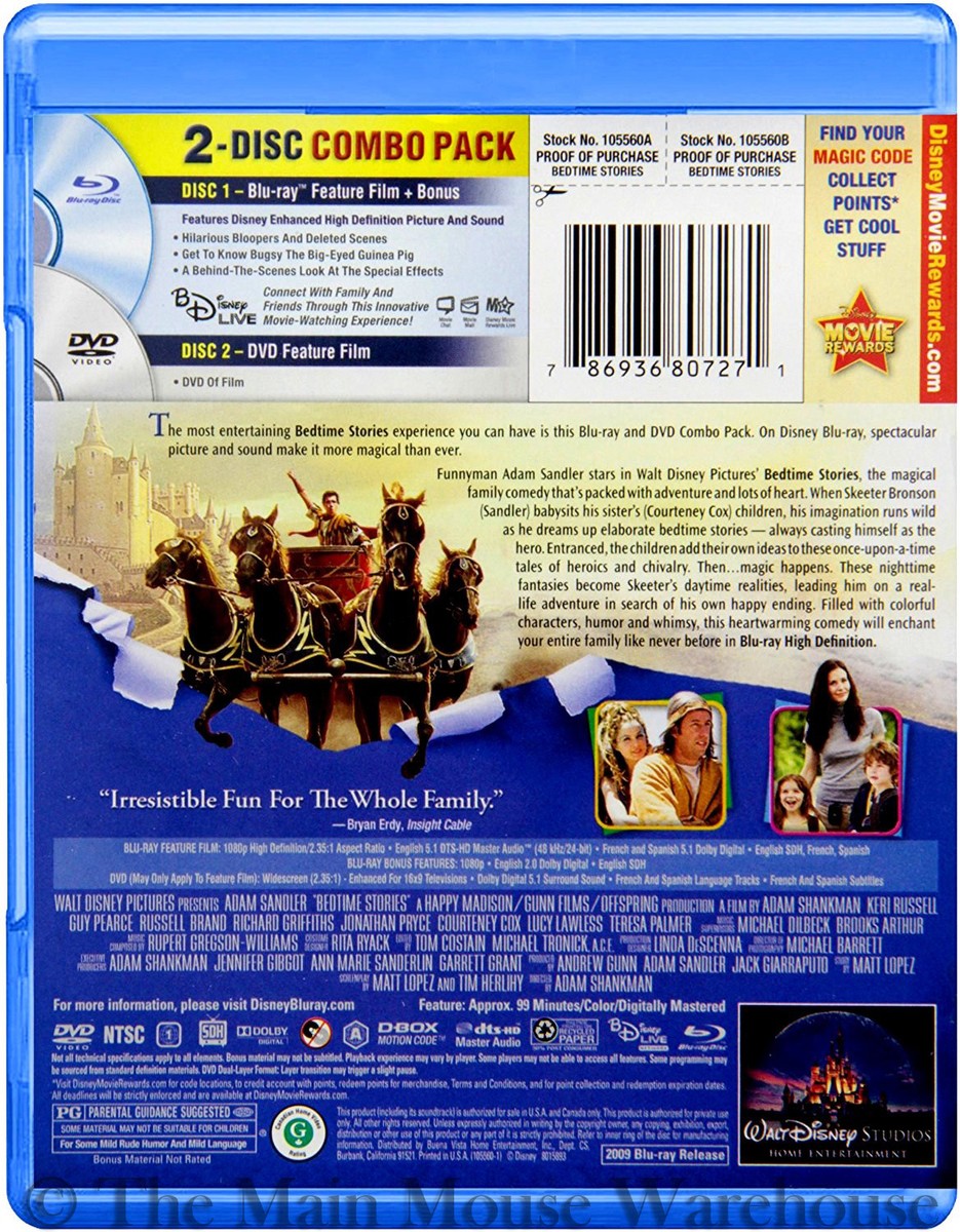 Disney Adam Sandler Courteney Cox Family Comedy Bedtime Stories on