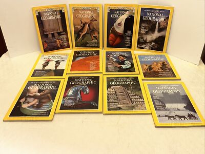 1979 & 1980 Lot of 12 National Geographic Magazines with Map Read & Pictures