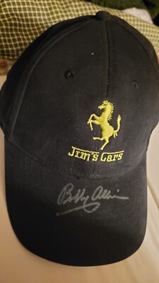 Jims Cars Ferari Black Cap Autographed By Bobby Allison  T2