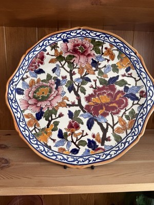 Großer Gien France Pfingstrosen Platzteller 39 cm handbemalt Fayence Vintage