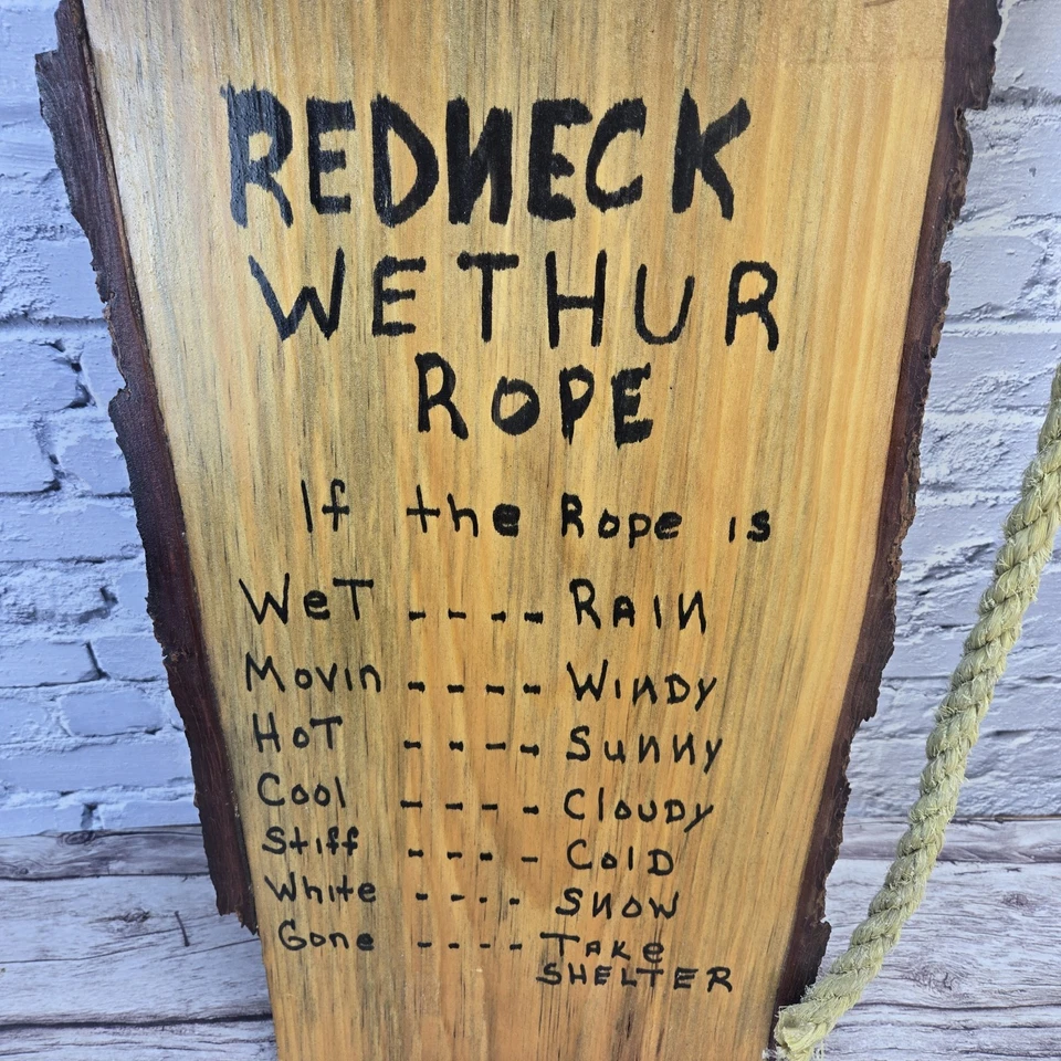 Cuerda climática de madera hecha a mano cuello rojo novedad divertido letrero regalo cabaña albergue Foto 2 de 4
