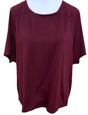 SPYDER Maroon Boxy Cropped Short Sleeve Activewear Knit Shirt Top Women  s XL