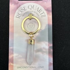 Rose Quartz  Semi Precious Crystal Keyring - Love - H6.5cm - Brand New