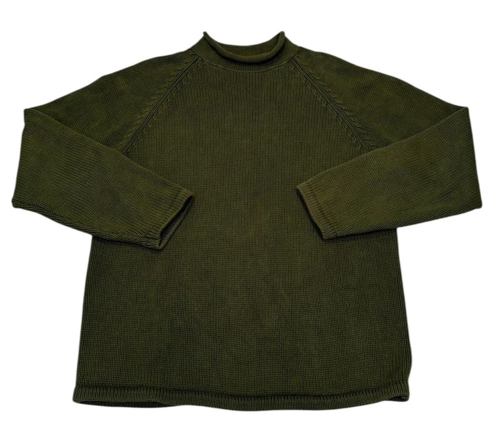 Suéter J.Crew Vintage Cuello Redondo Para Hombres L Verde Algodón Pesado Remero Tejido Foto 2 de 4