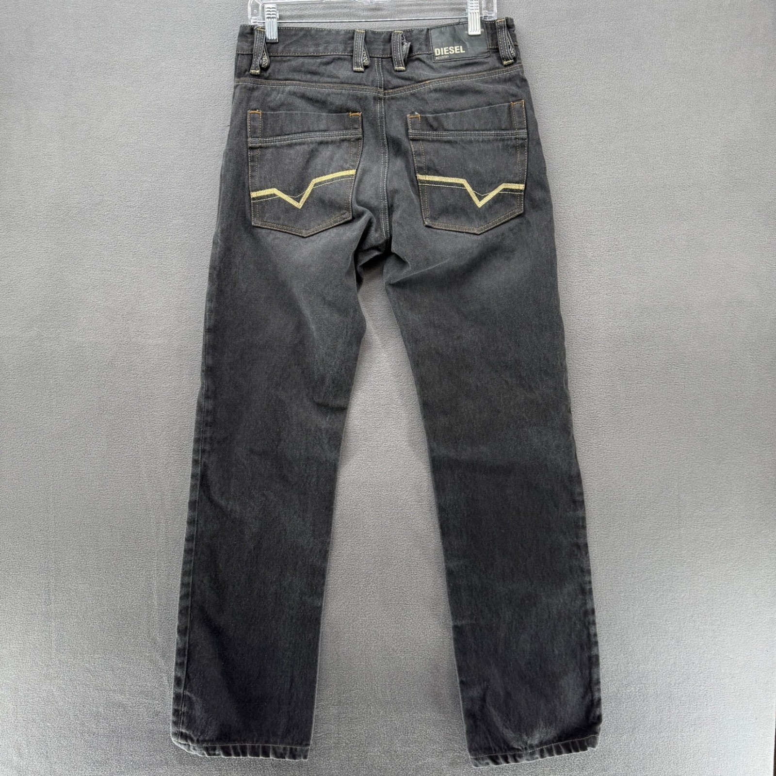 Diesel Industry Mens Black Straight Leg Denim Jeans Button Fly W30 L34
